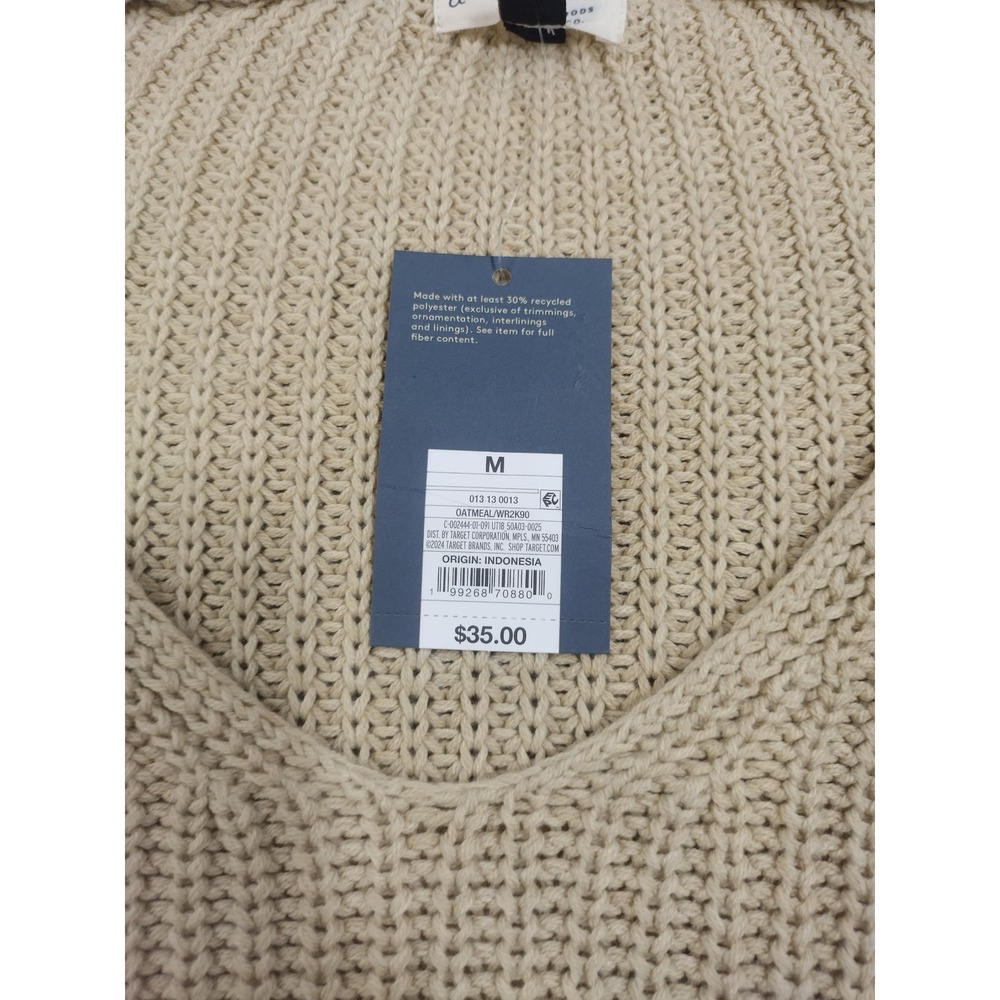 Universal Thread Womens Shaker Stitch V-Neck Sweater Oatmeal Beige Medium NEW - Picture 4 of 16